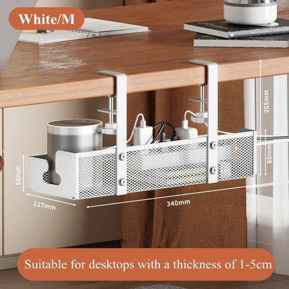 Under Desk Cable Management Tray – No-Drill Metal Wire Organizer for Home & Office