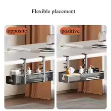 Under Desk Cable Management Tray – No-Drill Metal Wire Organizer for Home & Office