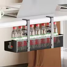 Under Desk Cable Management Tray – No-Drill Metal Wire Organizer for Home & Office