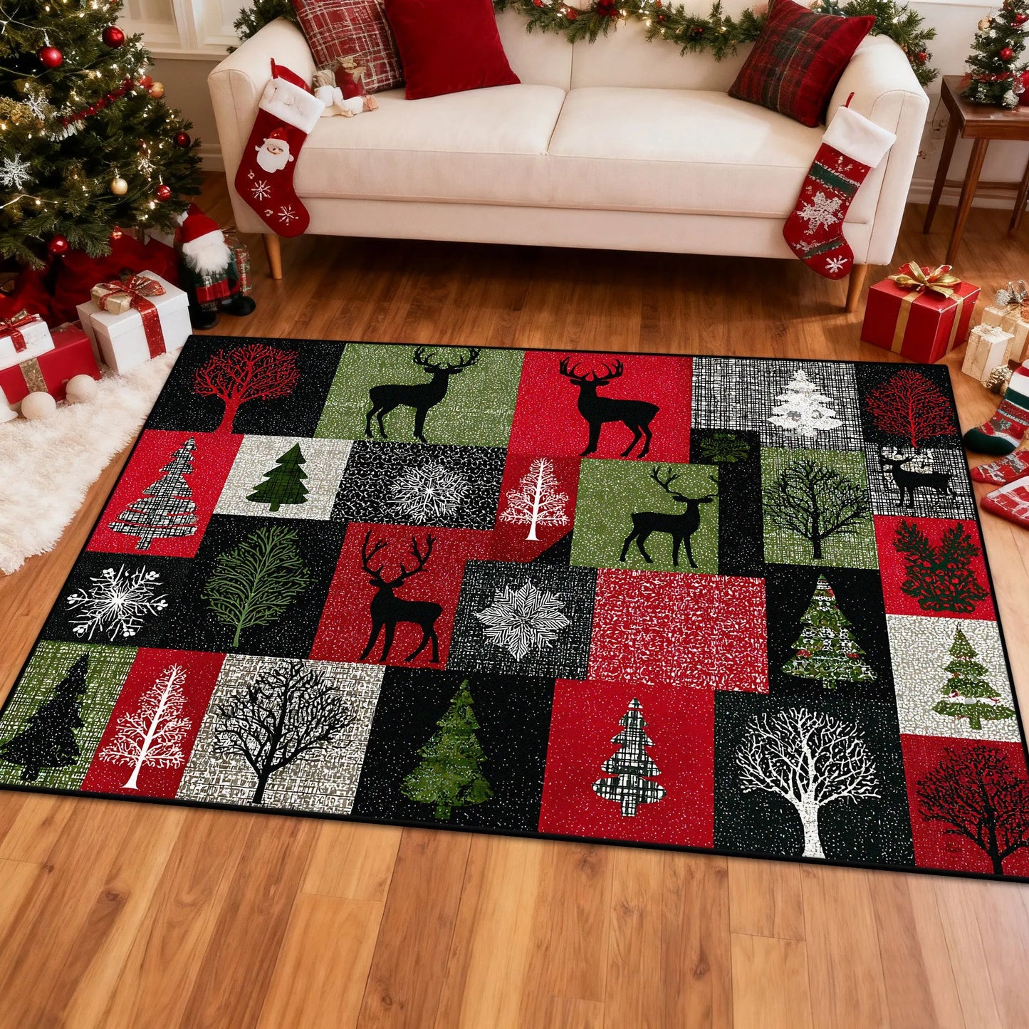 Grid Christmas Rugs