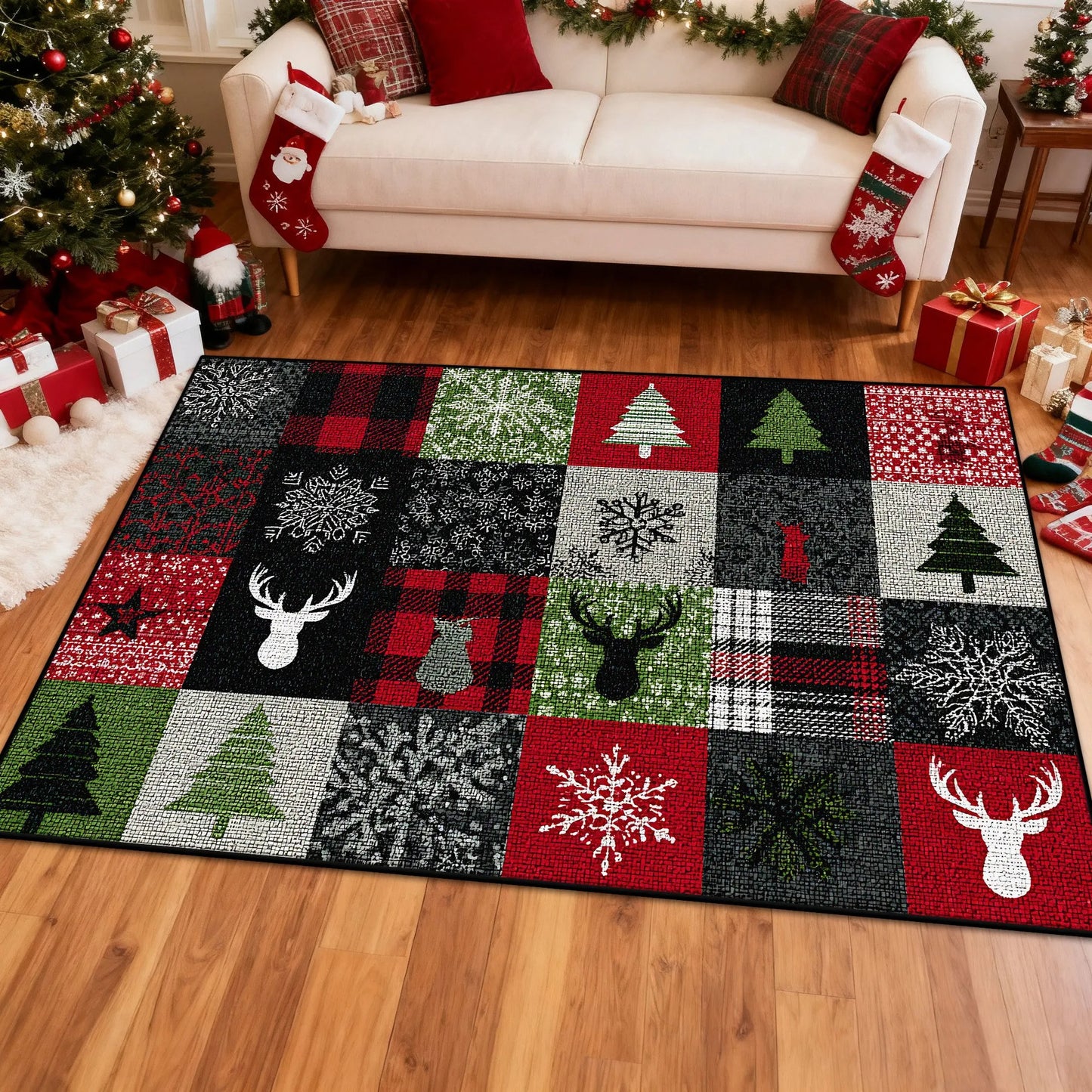 Grid Christmas Rugs