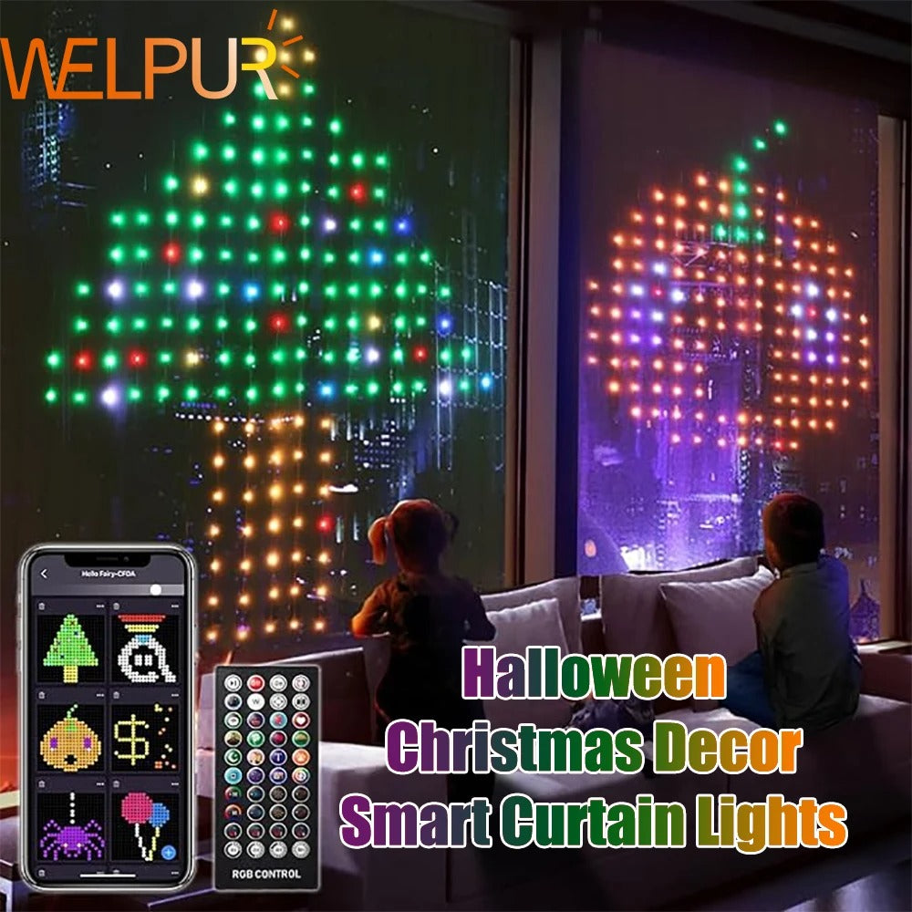 LED Smart Curtain Lights APP Controlling Music Sync LED String Lights With Remote