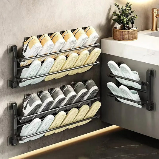 Rack Wall Mounted Shoe Storage – Simple Entrance & Bathroom Wall/Door Mounted Shoe Rack