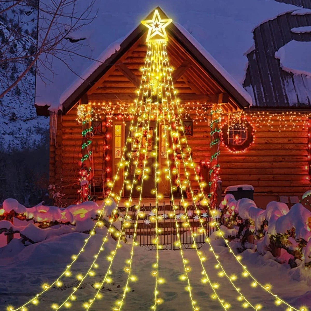 Christmas Tree Waterfall Lights with Ring