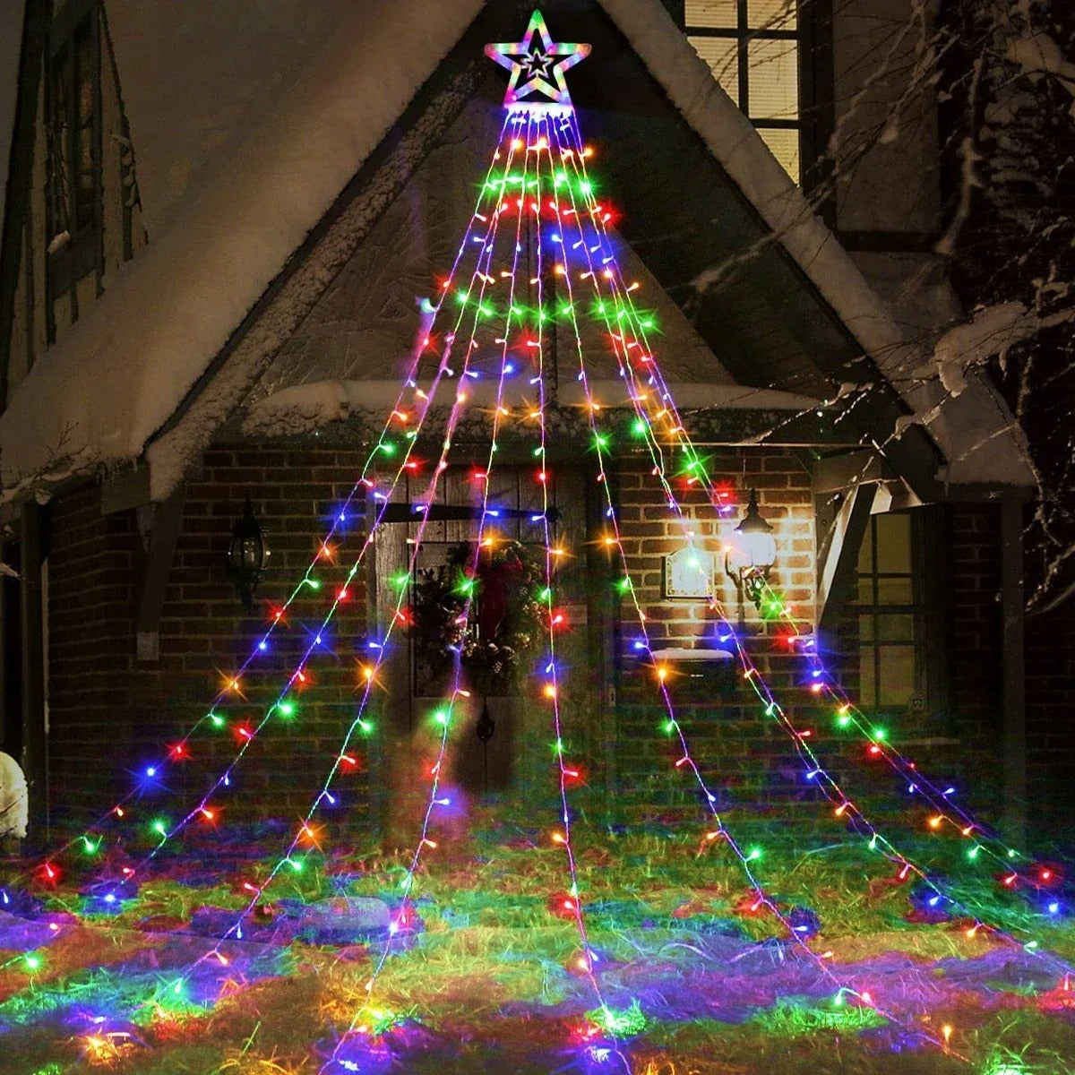 Christmas Tree Waterfall Lights with Ring