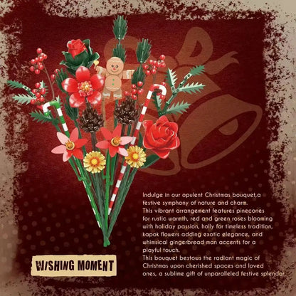 865PCS Gingerbread Flower Bouquet Building Blocks