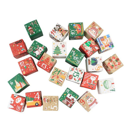 24pcs/set Christmas Advent Calendar Box Kraft Paper Candy Box 24 Days