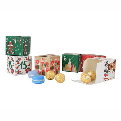 24pcs/set Christmas Advent Calendar Box Kraft Paper Candy Box 24 Days