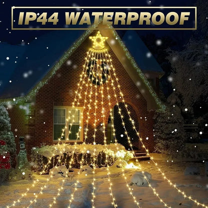 Christmas Tree Waterfall Lights with Ring