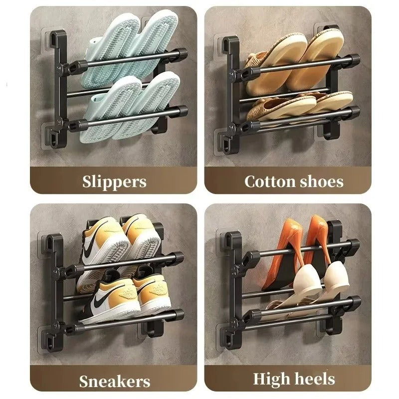 Rack Wall Mounted Shoe Storage – Simple Entrance & Bathroom Wall/Door Mounted Shoe Rack