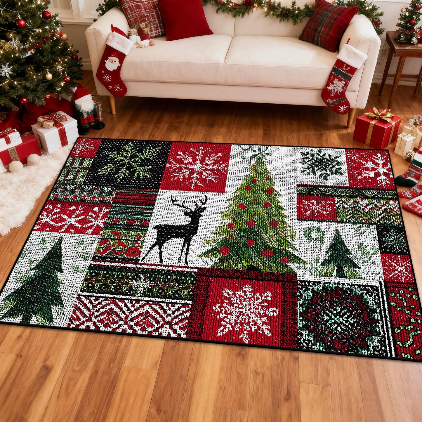 Grid Christmas Rugs
