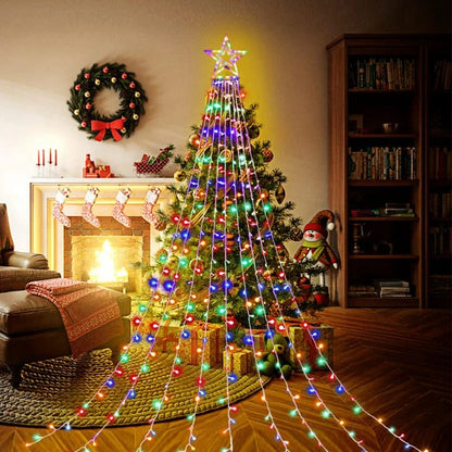 Christmas Tree Waterfall Lights with Ring