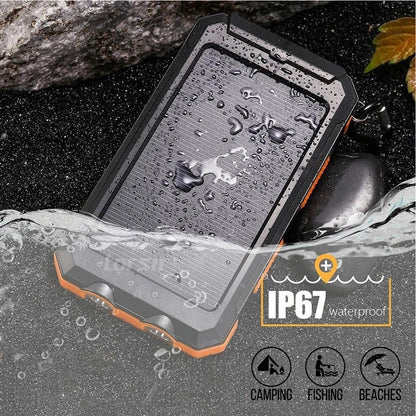 Solar Power Bank 80000mAh – Waterproof Portable Charger with Dual Flashlight & Compass