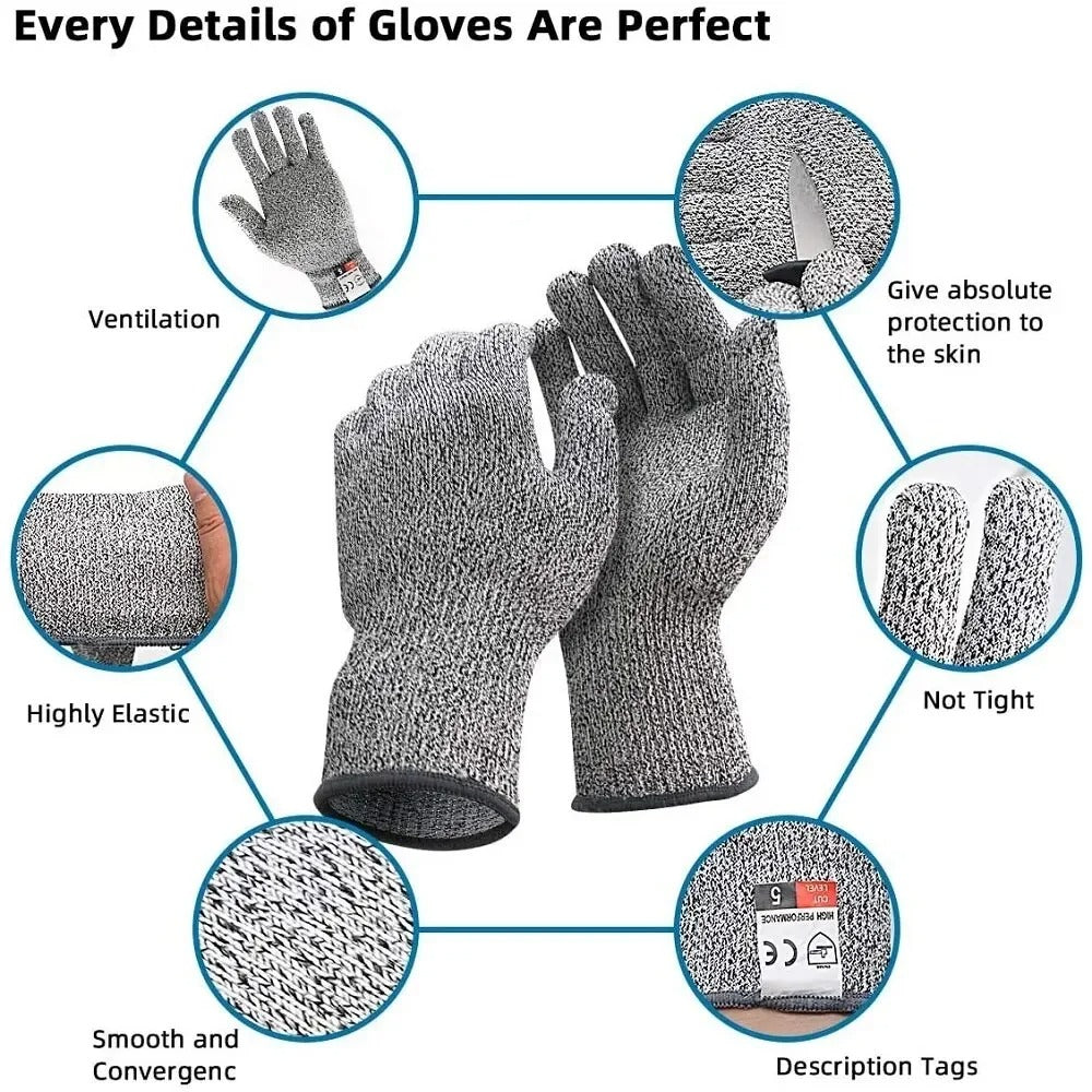 Anti-Cut Resistant Gloves – Level 5 Food-Grade Safety Gloves for Kitchen, Gardening & Industrial Use