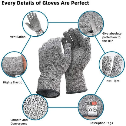Anti-Cut Resistant Gloves – Level 5 Food-Grade Safety Gloves for Kitchen, Gardening & Industrial Use