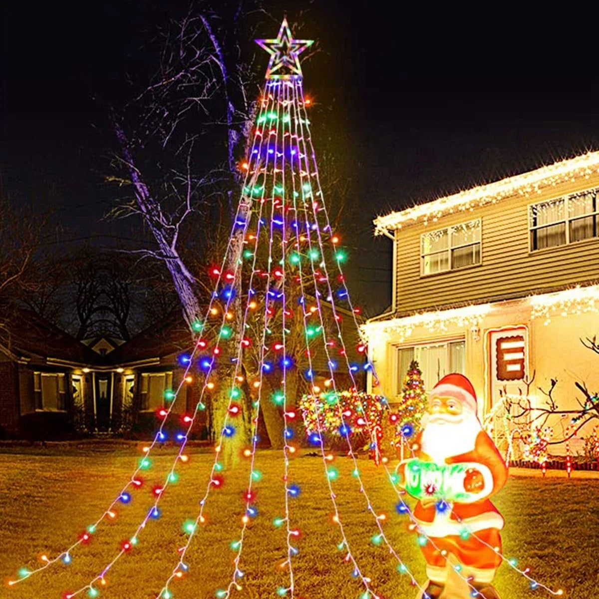 Christmas Tree Waterfall Lights with Ring