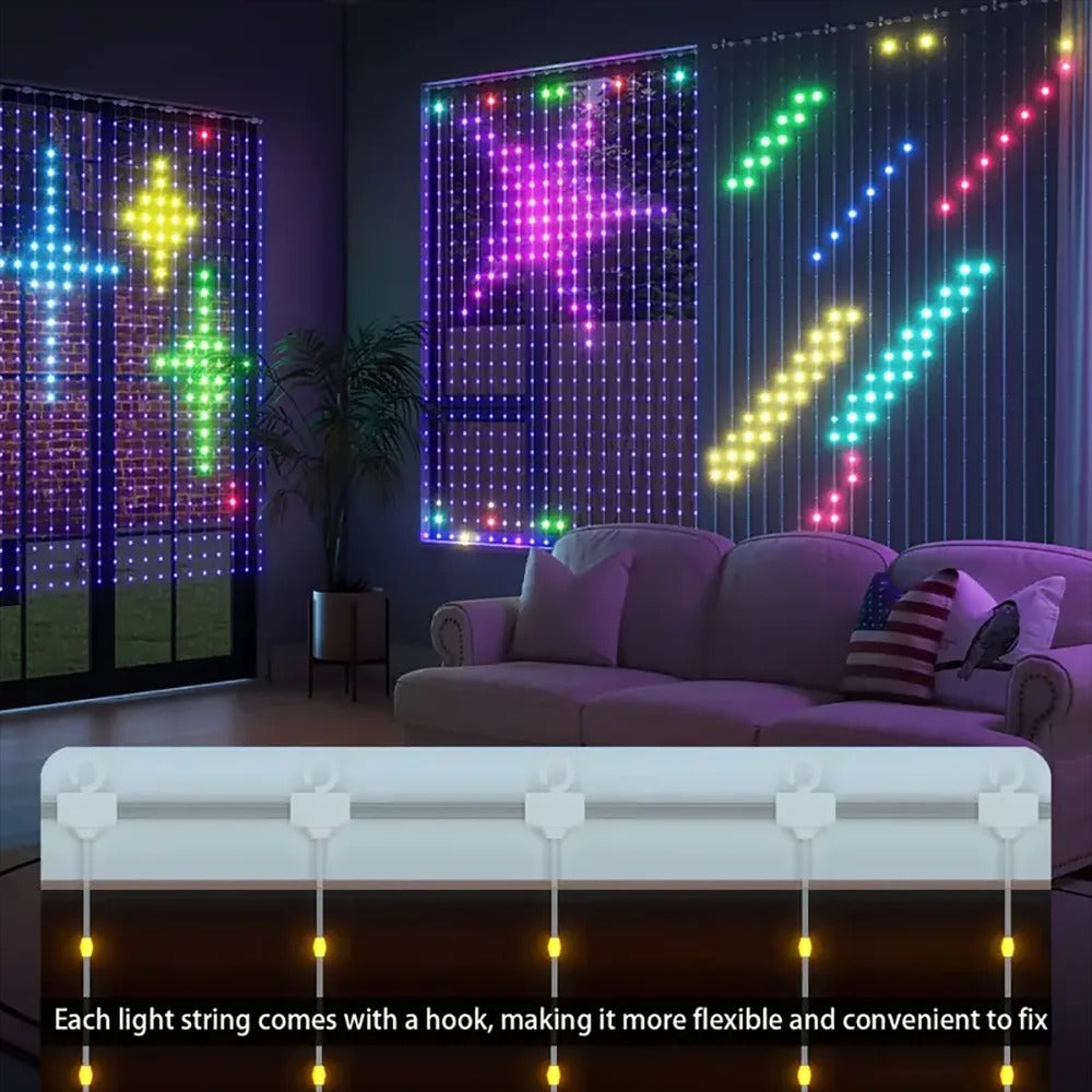 LED Smart Curtain Lights APP Controlling Music Sync LED String Lights With Remote