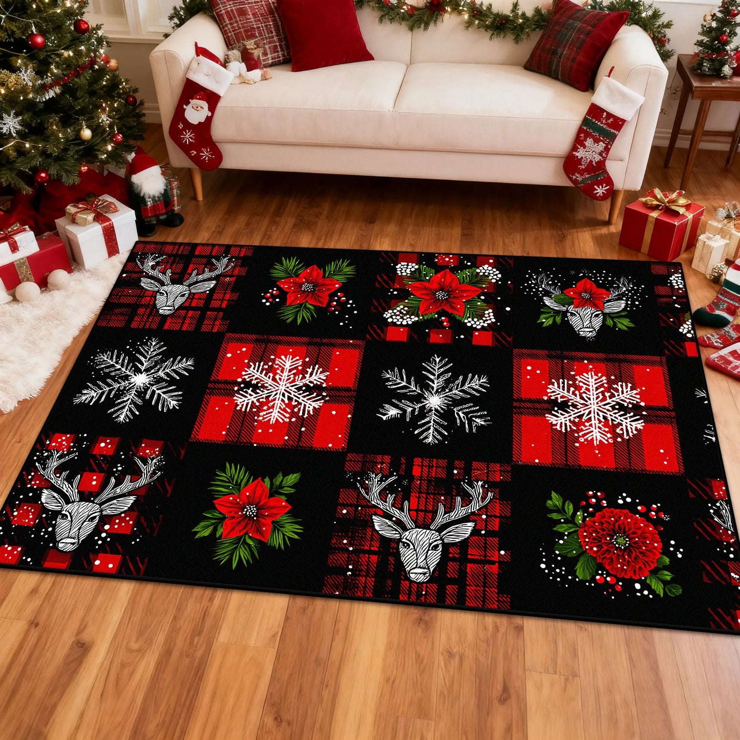 Grid Christmas Rugs