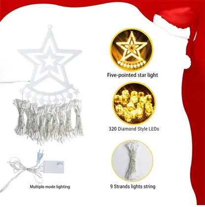 Christmas Tree Waterfall Lights with Ring