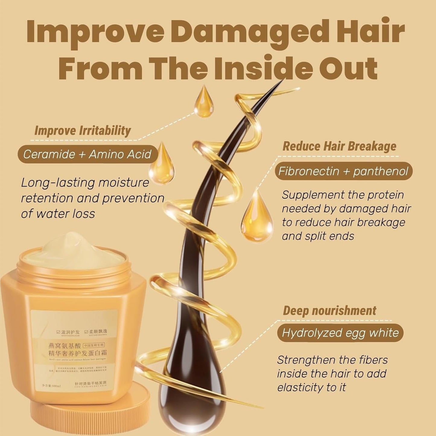 Authentic Amino Acid Protein Hair Mask – Instantly Revive Damaged Hair, Restore Strength & Lasting Shine